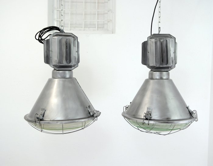 Mesko - Függő lámpa - Üveg - Két lengyel ipari lámpa