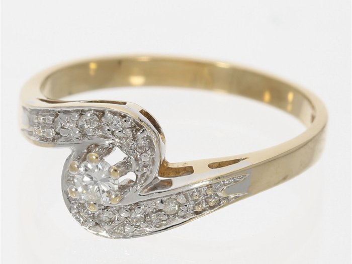 Ring - 14 karat Gull -  0.41 tw. Diamant  (Naturlig) 