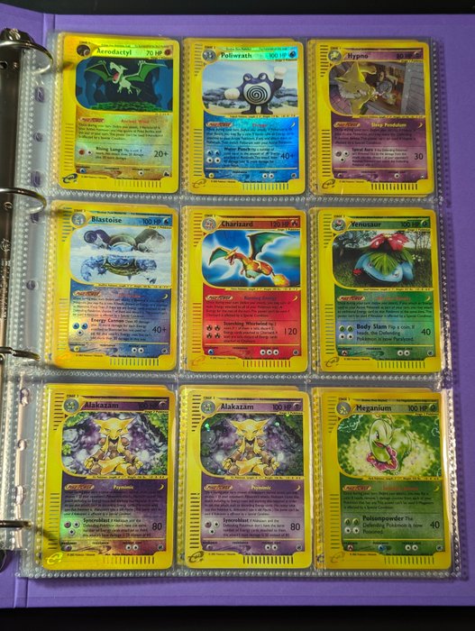 Pokémon - 70 Card - Pokémon Vintage - 70 different cards (9 Holo and Reverse Holo), from set Skyridge, Aquapolis and - Alakazam, Dracaufeu, Florizarre, Tortank, Aerodactyl, Poliwrath, Hypno, Meganium