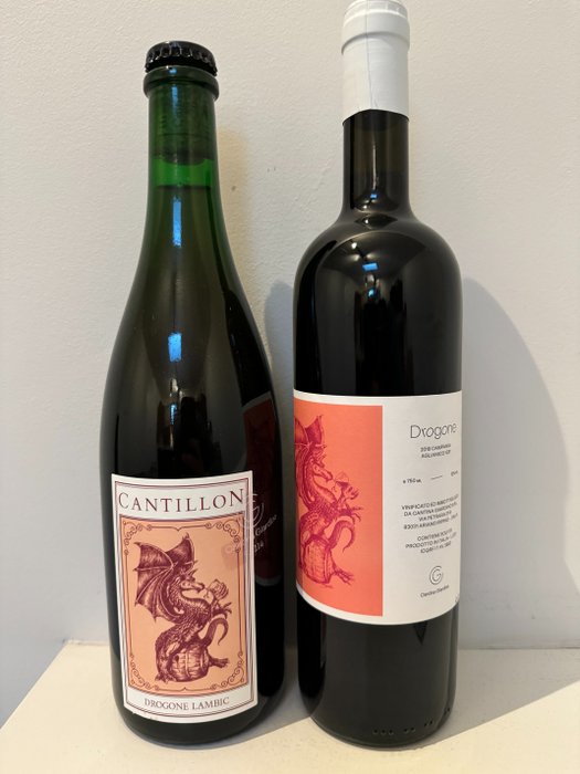 Cantillon & Cantina Giardino - Drogone Lambic 2022 + Vinho Drogone 2019 - 75cl -  2 garrafas 