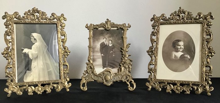 Made in Italy deposé - Picture frame  - 3 standing photo frames - bronze-colored brass
