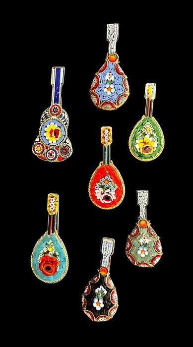 Handmade - SEVEN (7) VINTAGE MICRO MOSAIC BROOCH, Italy 1940' - Conjunto de accesorios de moda