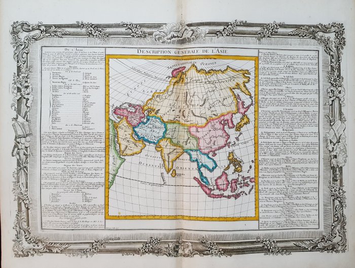 Ázsia, Térkép - Kína / Japán / Korea / Fülöp-szigetek / Kelet-India / India; Louis Desnos / Buy de Mornas - Description Generale de l'Asie - 1761-1780