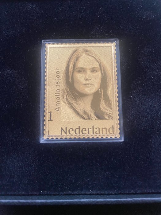 Nederland  - Gouden postzegel "Amalia 18 jaar"