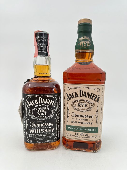 Jack Daniel's - Old No. 7 & Rye  - b. Anni ‘90, Anni 2020 - 100cl, 70cl - 2 bottiglie