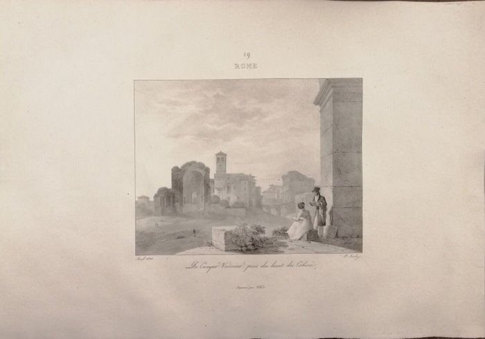 Villain - Le Campo Vaccino, pris du haut du Colisée - 1822