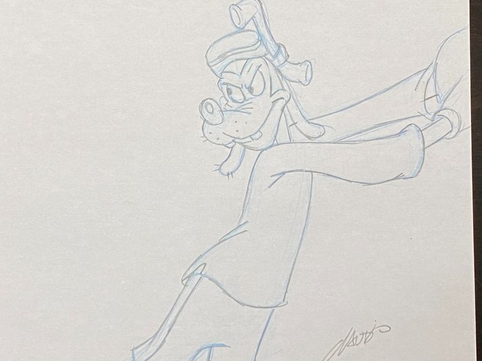 Walt Disney - 1 Originalkonceptteckning av Långben, signerad av en animatör