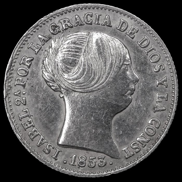 西班牙. Isabel II (1833-1868). Real 1853 Barcelona  (没有保留价)
