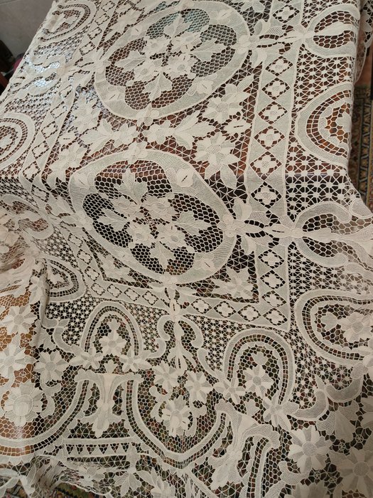 Grande toalha renda de veneza - Toalha de mesa  - 260 cm - 160 cm