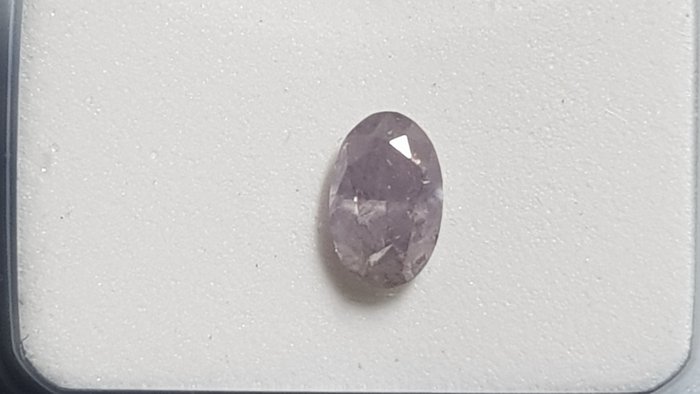 1 pcs Diamant - 0.45 ct - Ovaal - Natural Fancy Light Pink Gray - P1