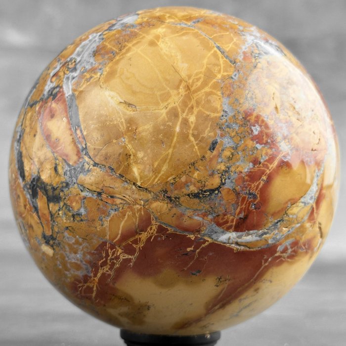 无底价 - 美妙的马里加诺碧玉球体 定制支架上的球体- 1800 g - (1)