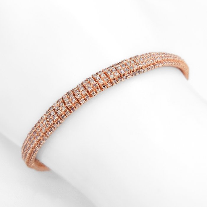 Sans Prix de Réserve - IGI Certified 3.54 Carat Pink Diamonds - Bracelet - 14 carats Or rose 