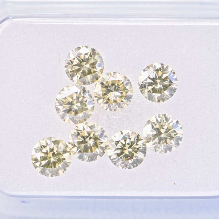 8 pcs Diamant - 1.34 ct - Rund - Light Yellow - VS2 - SI2 EX/VG  **No Reserve Price**