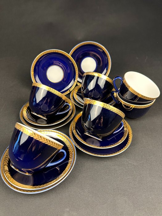 Lomonosov Imperial Porcelain Factory - Service à thé (16) - Golden Frieze - Porcelaine