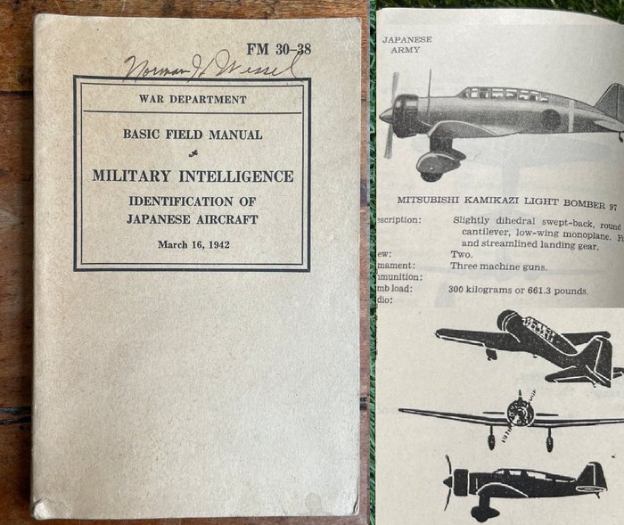 Verenigde Staten van Amerika - USAAF Japanese Aircraft Recognition Manual - for Allied pilots and AA crews - Zero - Kawasaki - Kamikaze planes - 1942
