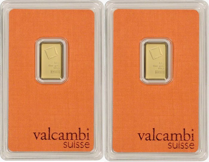 5克 - 金色 .999 - 瑞士Valcambi - 已封口& 包括證書