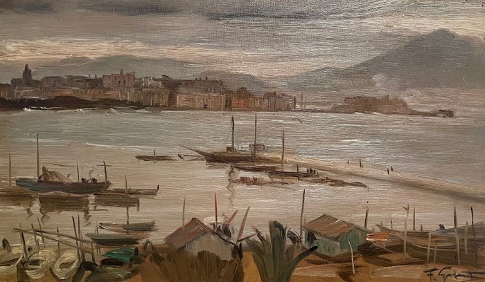 Francesco Galante (1884-1972) - Veduta del golfo di Napoli da Mergellina