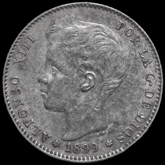 Spanien. Alfonso XIII (1886-1931). 1 Peseta 1899 *18-99 SGV Madrid  (Ohne Mindestpreis)