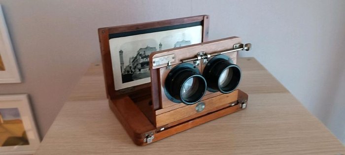 Ernemann Stereobetrachter Ernemann für Bilder 9x18cm aus ca 1900, zusammenklappbar Sztereó nézegető
