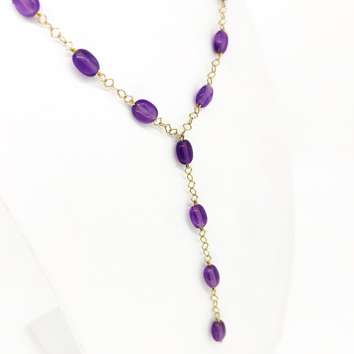 Necklace - 18 kt. Yellow gold Amethyst 