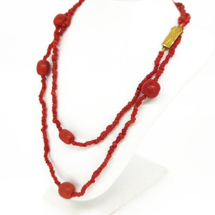 Necklace - 18 kt. Yellow gold Coral 