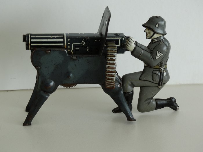 德國Arnold  - 鐵皮玩具 Duitse soldaat met machinegeweer - 1920-1930 - 德國