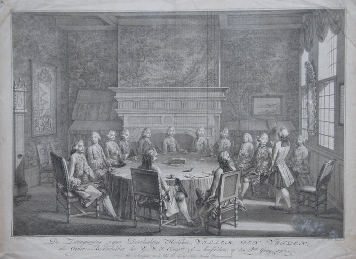 Simon Fokke (1712-1784) - Willem V neemt zitting als bewindhebber bij de WIC