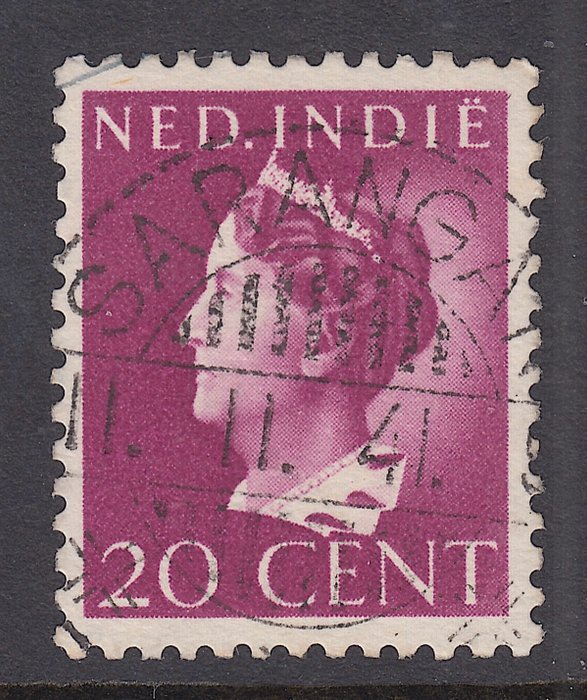 Niederländisch-Indien 1941 - Wilhelmina 'Konijnenburg', wirklich gelaufen - NVPH 277