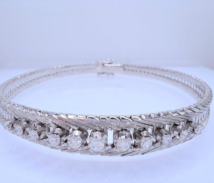 Bracelete - 14 K Ouro branco -  0.45 tw. Diamante  (Natural) 