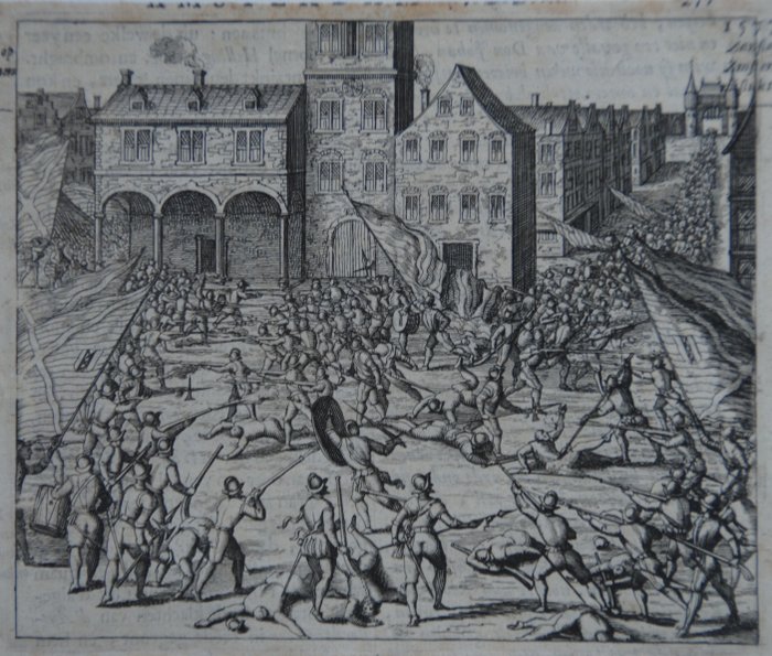 Frans Hogenberg (1535-1590), naar - Staatse troep verslagen op de Dam