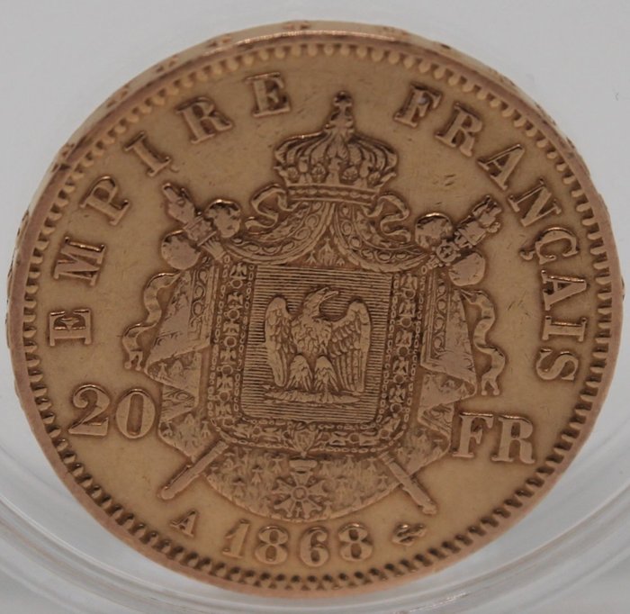 France. 20 Francs 1868 A, Napoléon III