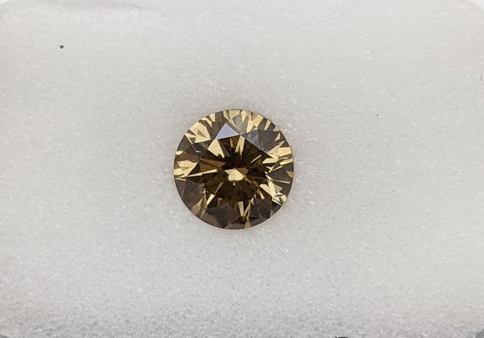Diamant - 0.60 ct - Rond - fancy yellowish brown - VS2, No Reserve Price