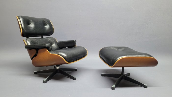 Vitra - Charles & Ray Eames - Lounge-stol - Miniatyrsamling - Aluminium, Läder, Trä