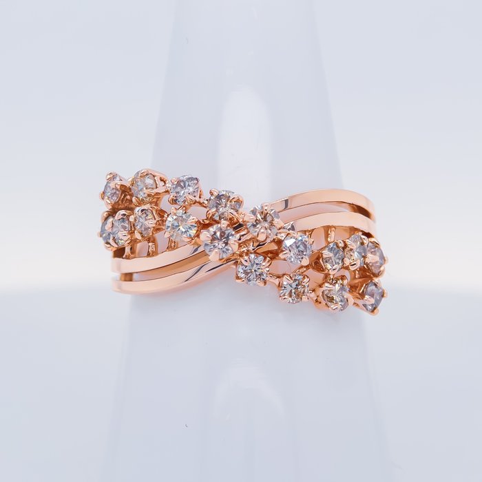 Sin Precio de Reserva - Anillo - 14 quilates Oro rosa -  0.87 tw. Diamante  (Natural) 