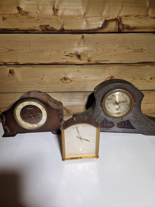 壁爐鐘 - 擺 - 藝術裝飾 - 木, 黃銅 - 1920年-1950年