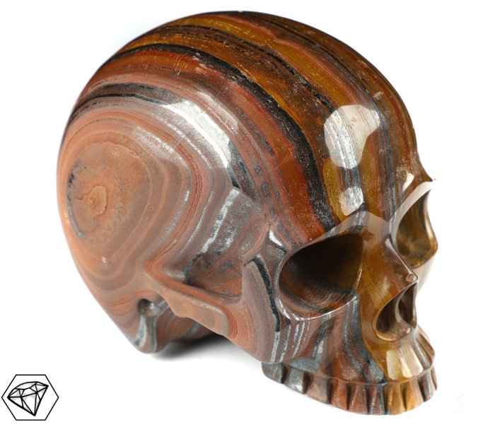 Ochi de Fier, Familia Ochi de Tigru / Craniu XL 1,5 Kg Memento Mori / Meditație Craniu - Înălțime: 92 mm - Lățime: 85 mm- 1.46 kg - (1)