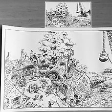 Franquin, André - 1 Offset Print - Les Idées Noires - Pendant ce temps à Landerneau Comic Art