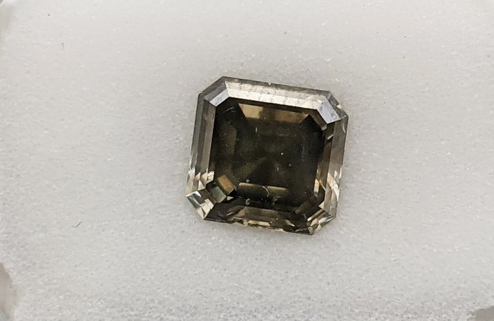 Diamant - 1.63 ct - Radiant - Fancy Deep Yellowish Grey - SI2, No Reserve Price