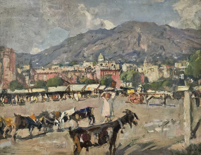 Gennaro Villani (1885-1948) - Mercato nei paesi vesuviani