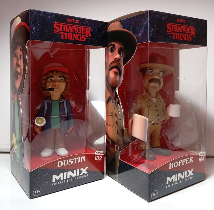 Figur - MINIX collectible figurines of "Stranger Things" with Dustin and Hopper characters -  (2) - Vinyl