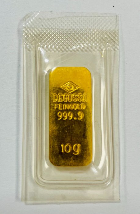 10 Gramm - Gold .999 - Degussa Sargbarren - Versiegelt