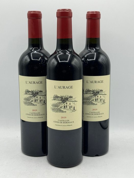 2019 L'Aurage Castillon Mijavile - Bordeaux - 3 Bottiglia (0,75 litri)