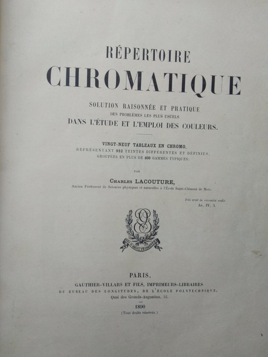 Charles Lacouture - Repertoire Chromatique - 1890