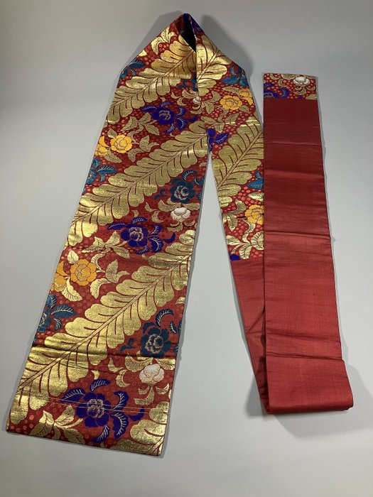 Other brand - Japanese Vintage & Beautiful Kimono Belt  名古屋帯 NAGOYA OBI/ Flower - 宽腰带