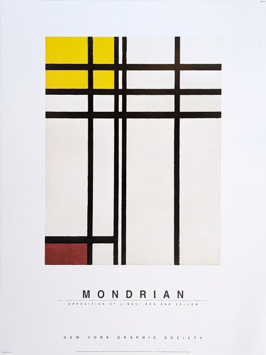 Piet Mondrian (after) New York Graphic Society - Opposition of Lines: Red and Yellow (1937) - década de 1990