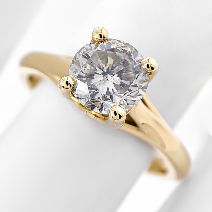 Ohne Mindestpreis - 1.00 Carat I/SI Diamond Solitaire - Ring - 14 kt Gelbgold -  1.00 tw. Diamant  (Mit verbesserter Reinheit (Clarity Enhanced)) 