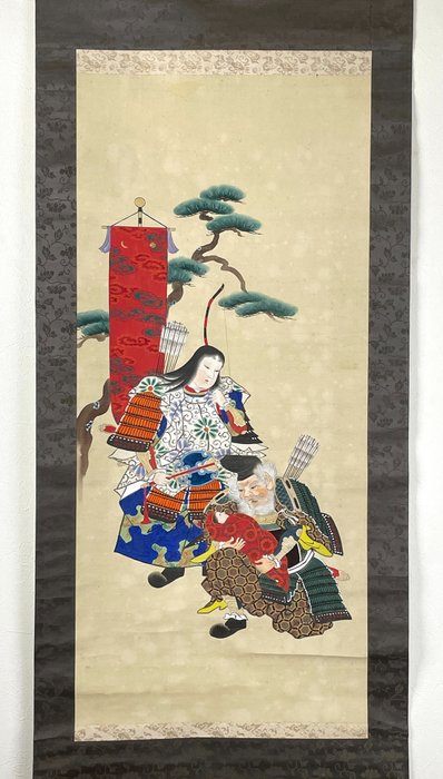 Japanese Painting - Empress Jingu and Takeuchi Sukune in May Festival Scene Hanging Scroll - Anonymous - Japan  (No Reserve Price)