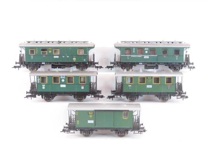 Fleischmann H0 - 5052/5067/5065 - Carrozza passeggeri di modellini di treni (5) - Carrozze passeggeri a 2 assi - DRG