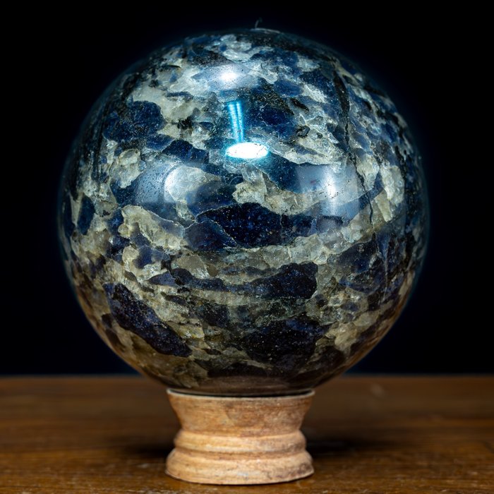 稀有 AAA+++ 大水晶深蓝色堇青石 球体- 1985.63 g