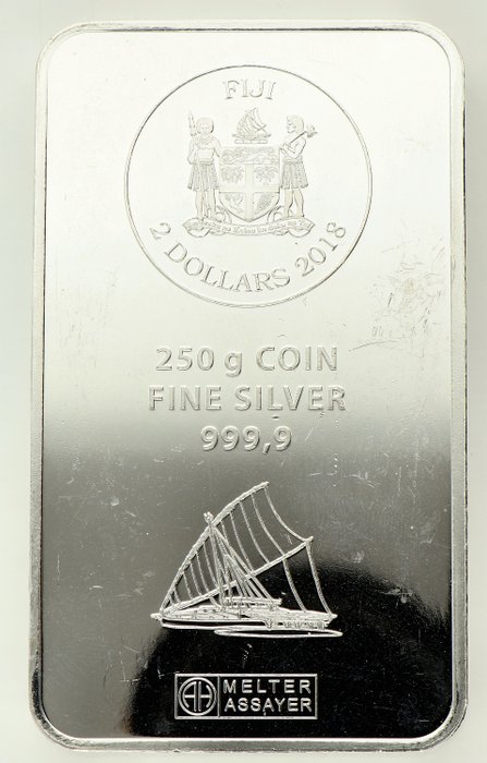 250 gram - Sølv 999 - 2 Dollars Fiji**No Reserve**  (Ingen mindstepris)